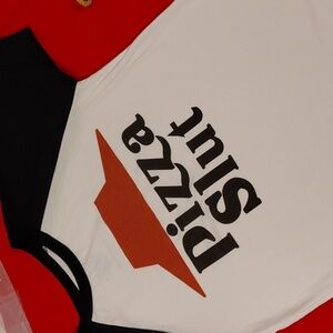 VERAS EYE CANDY XXL PIZZA S*U*T RAGLAN TSHIRT XXL WHITE/BLACK 3/4 SLEEVES